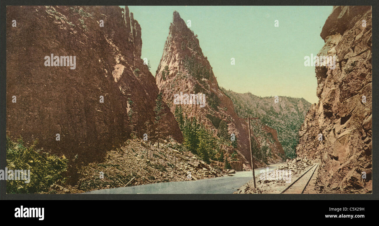 Currecanti Nadel, Black Canyon Colorado - Alte farbige Fotos, ca. 1898 Stockfoto