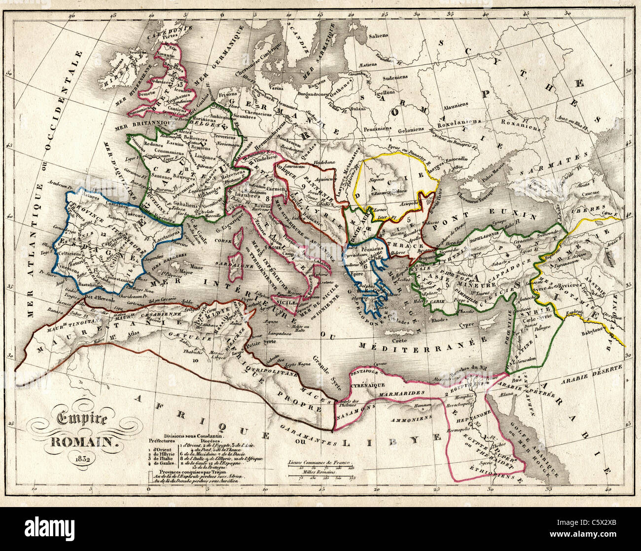 Empire Romain (Römisches Reich) Antiquarian Karte von 'Atlas Universel de Geographie Ancienne ...