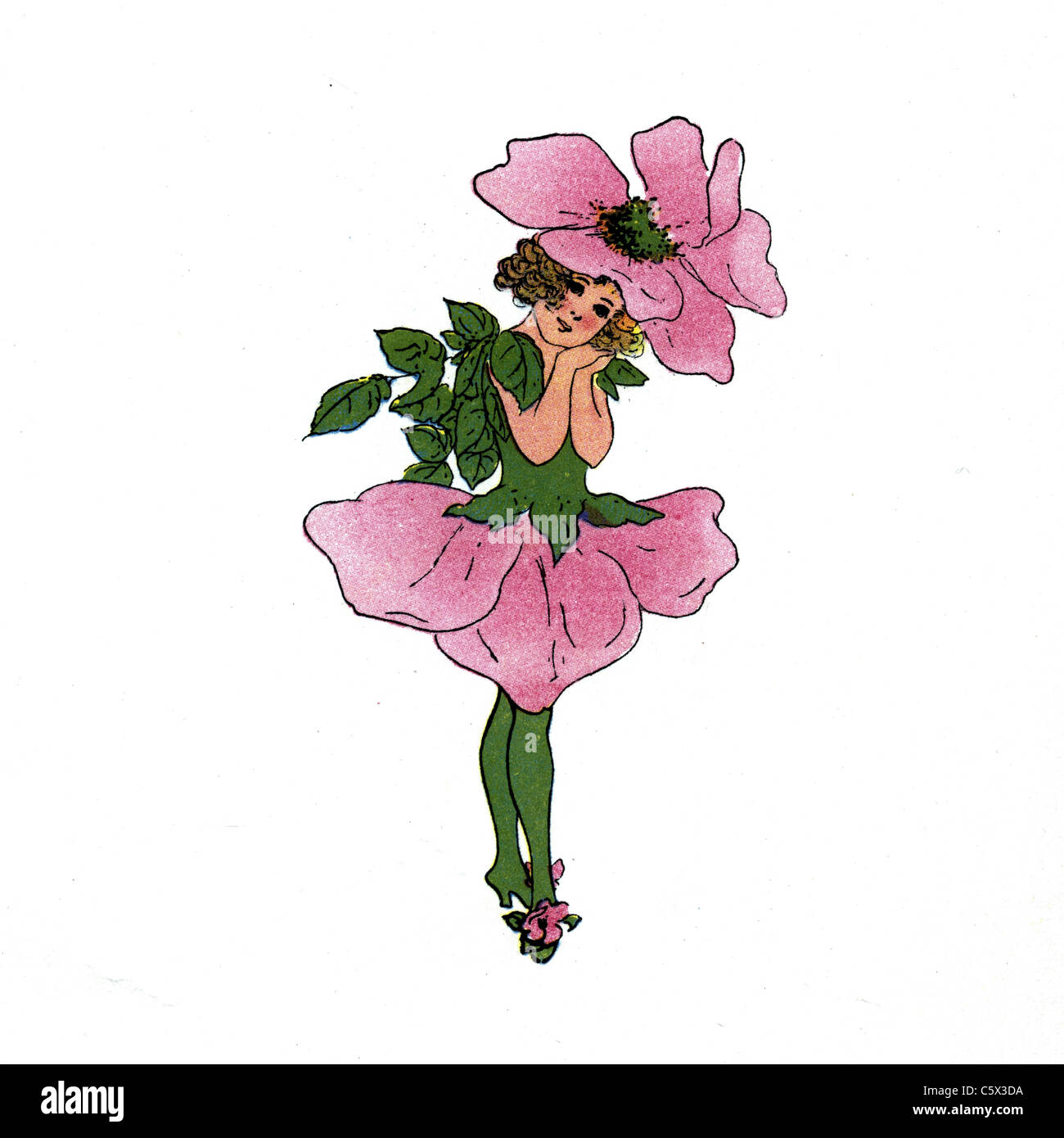 Dornröschen - Blume Kind Illustration aus einem antiquarischen Buch Stockfoto