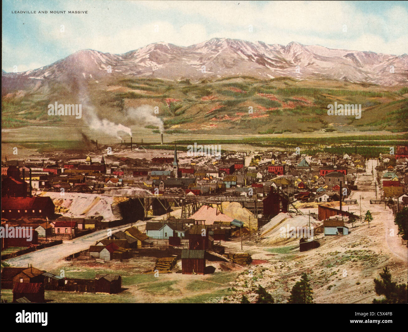 Antiquarische Abbildung "Leadville und Mount Massive" aus "Rocky Mountain Views auf dem Rio Grande" (1914) Stockfoto