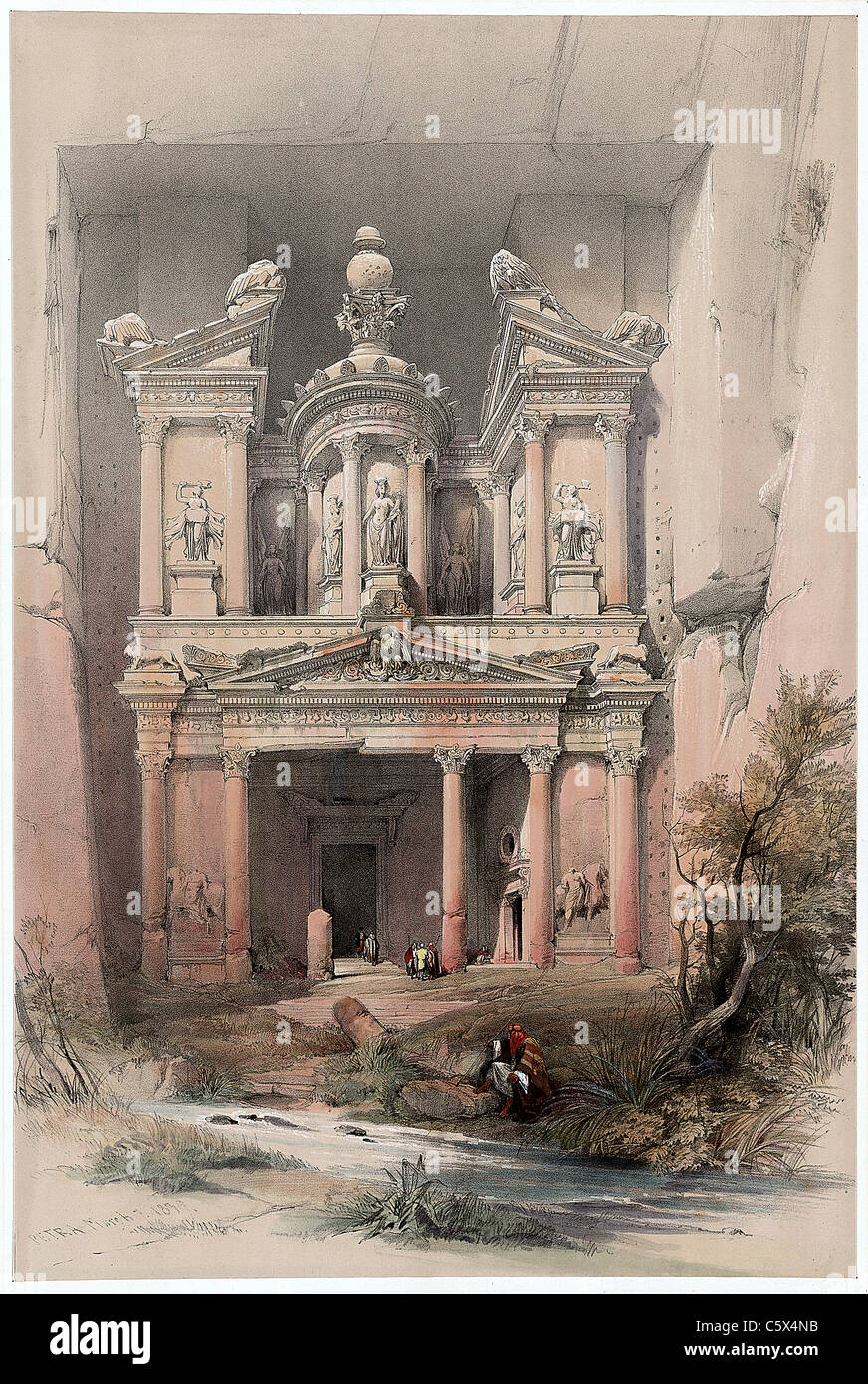 Petra 7 März 1839, Louis Haghe / David Roberts 'das Heilige Land, Syrien, Idumea, Arabien, Ägypten und Nubien' Stockfoto