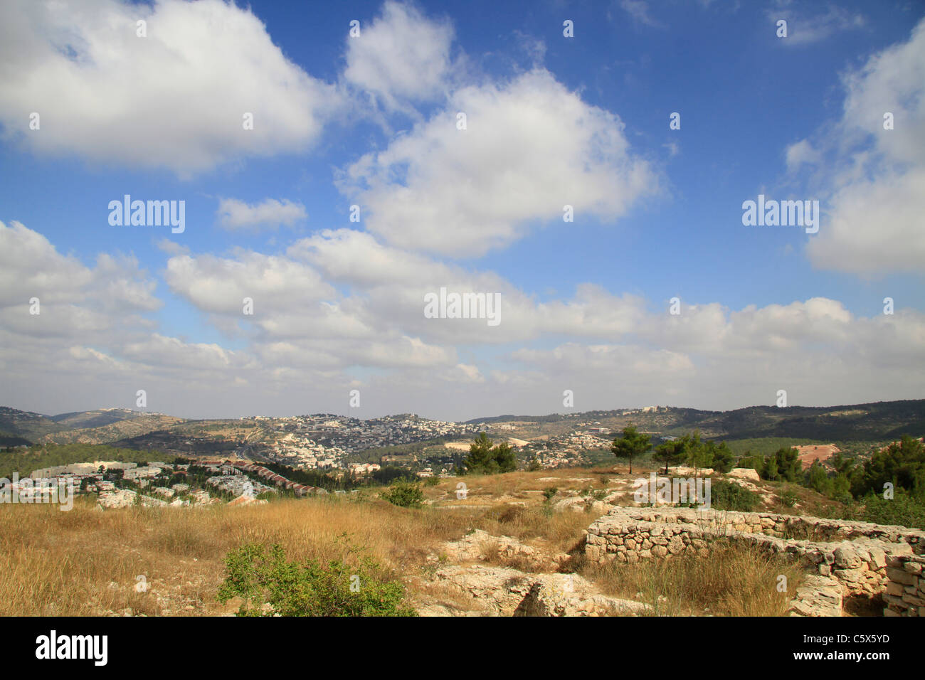 Israel, Jerusalem Bergen, Gräben im Castel National Park, die Kreuzritter Castellum Belveern Festung Stockfoto