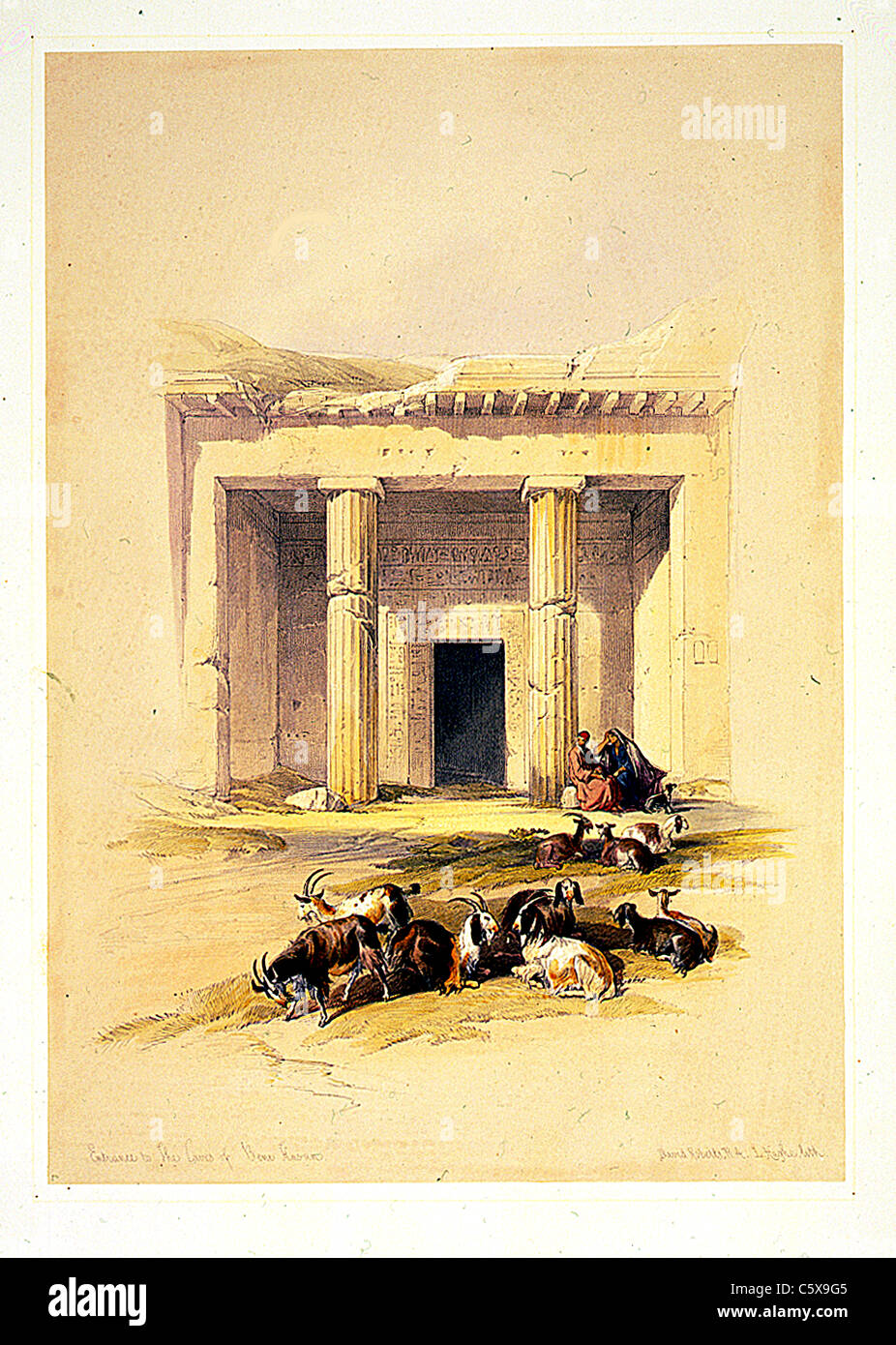 Eintritt zu den Höhlen von Beni Hassan, Louis Haghe / David Roberts „das Heilige Land, Syrien, Idumea, Arabien, Ägypten und Nubien“ Stockfoto