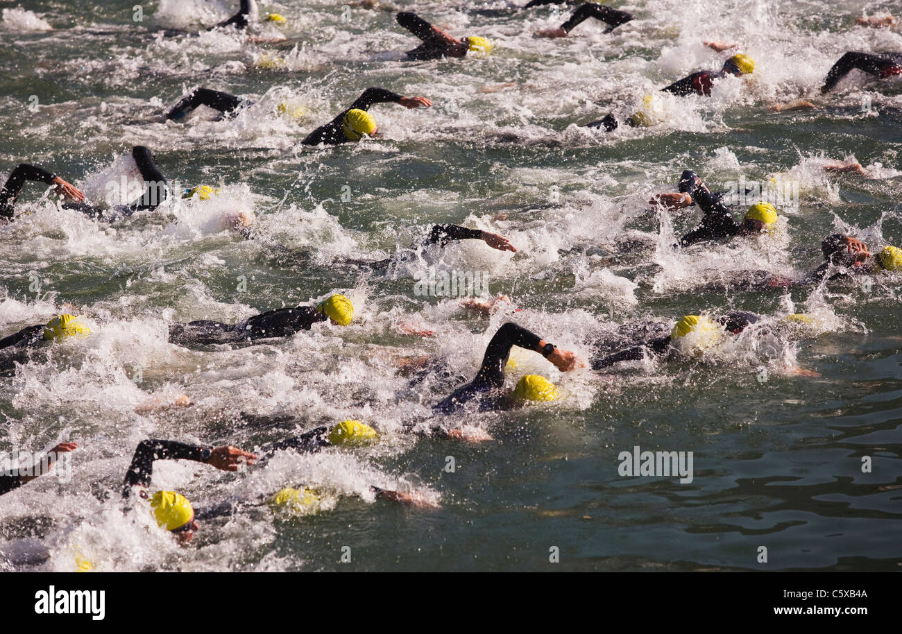 Österreich, See Mondsee schwimmen Wettbewerb Stockfoto