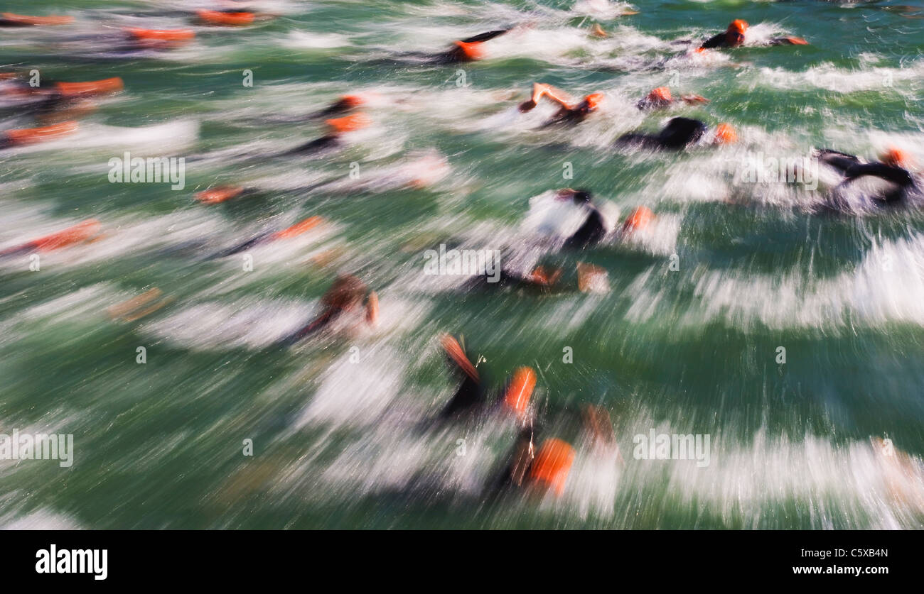 Österreich, See Mondsee schwimmen Wettbewerb Stockfoto