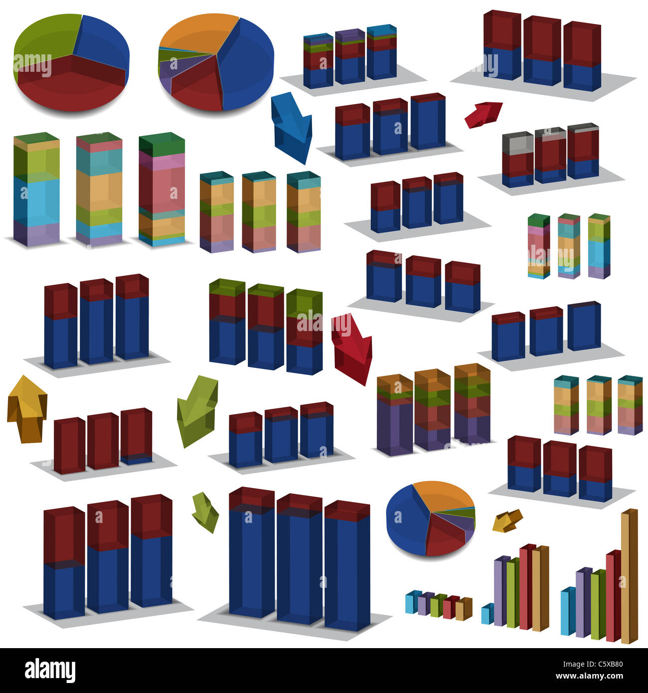 Ein Bild aus einer Reihe von 3d Pie und Balkendiagramme. Stockfoto