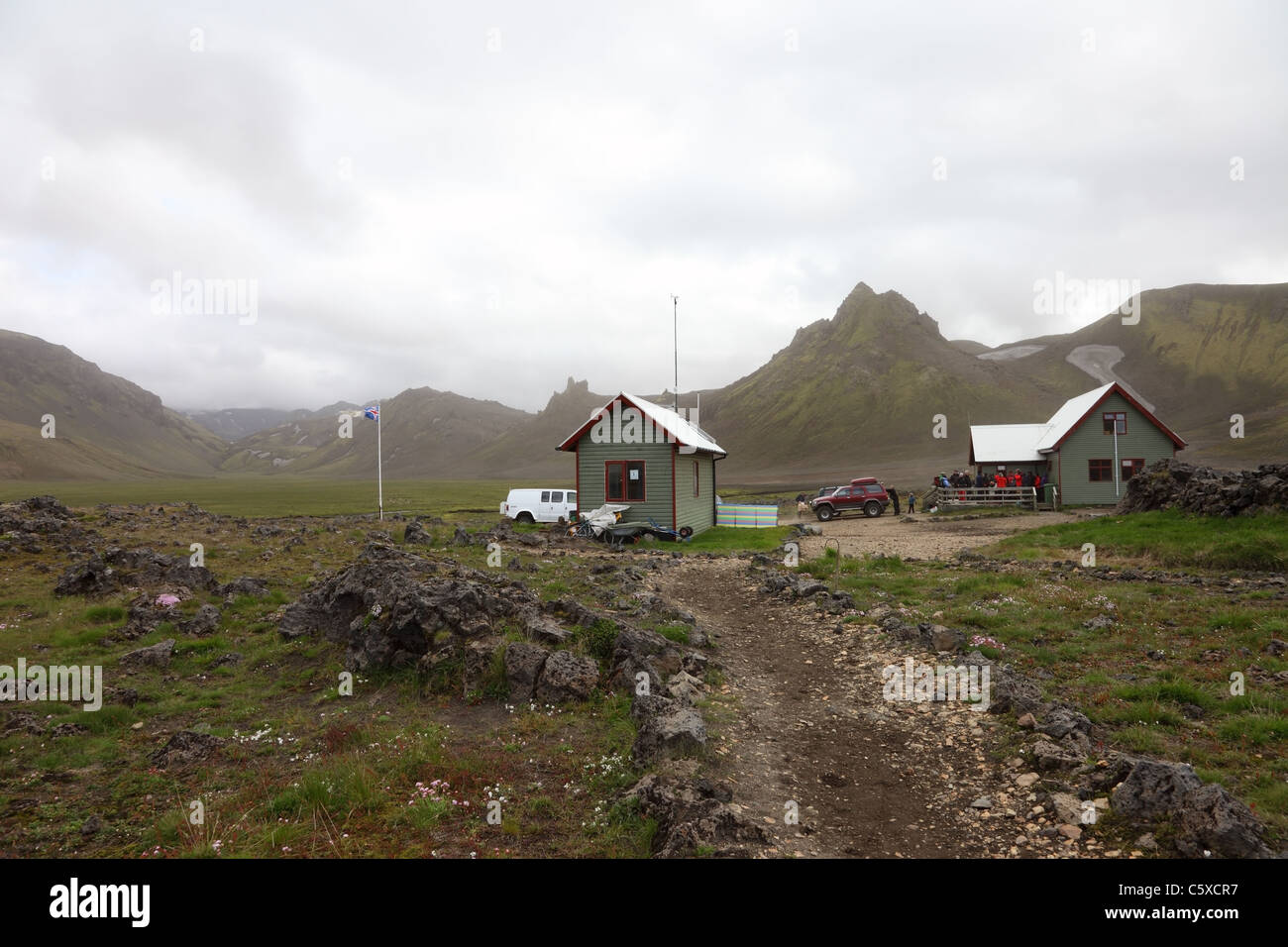 Die Hvanngil Berghütte auf dem Laugavegur (Laugavegurinn) Wanderweg Island Stockfoto