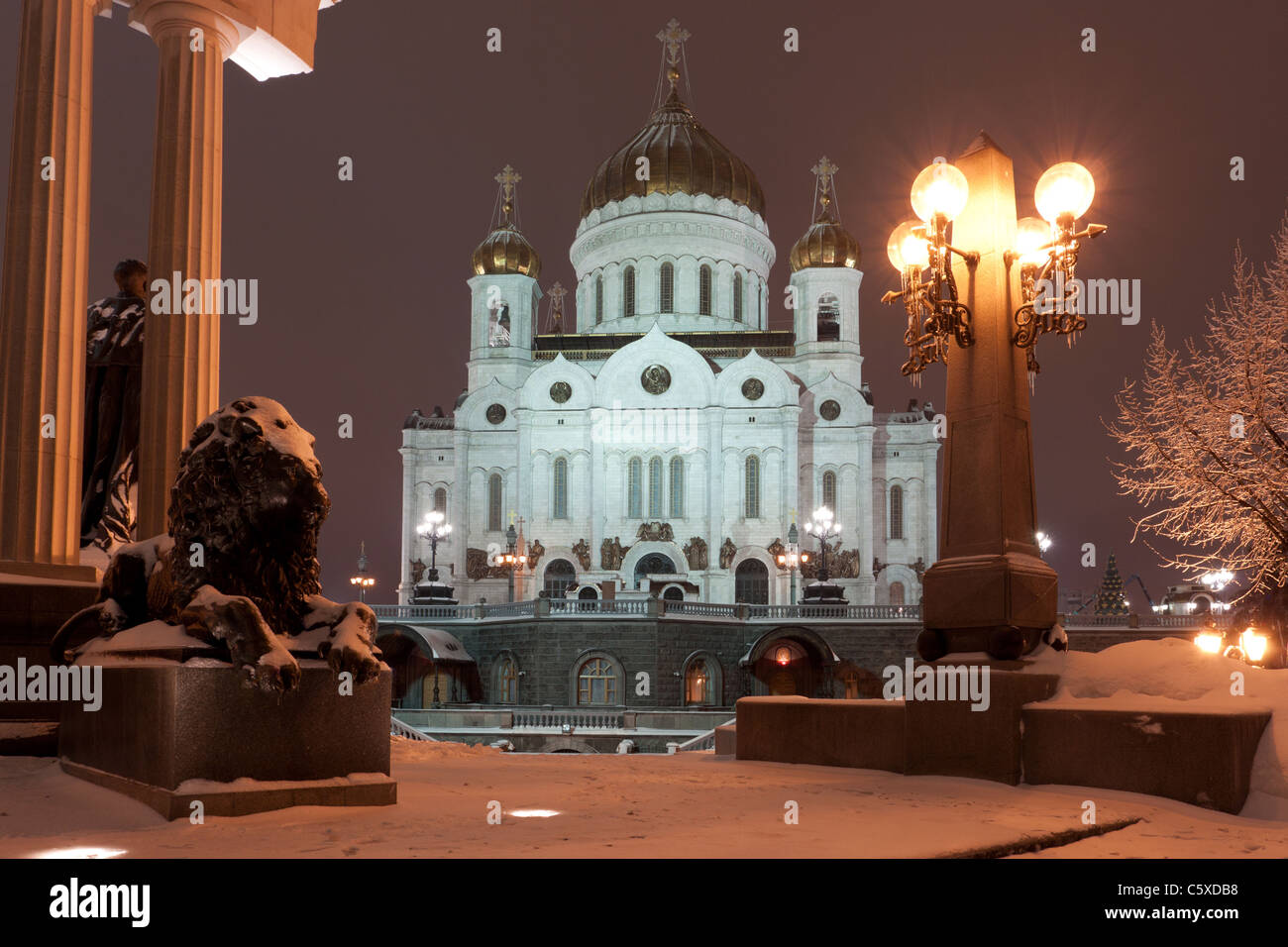 Kathedrale von Christus dem Erlöser nach der Eissturm, Moskau Stockfoto