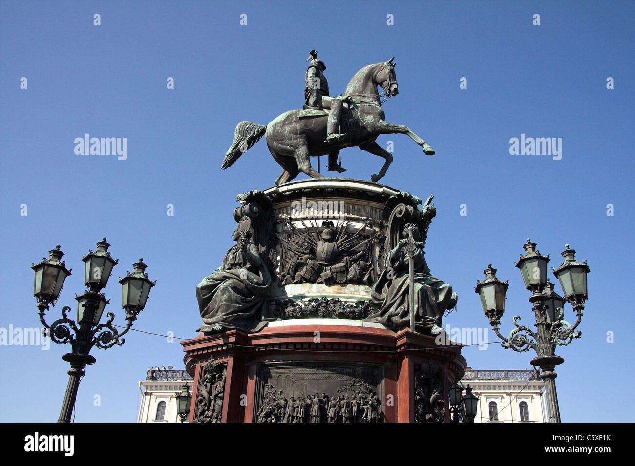 Denkmal für Nikolaus i., St. Isaak Platz, St. Petersburg, Russland Stockfoto