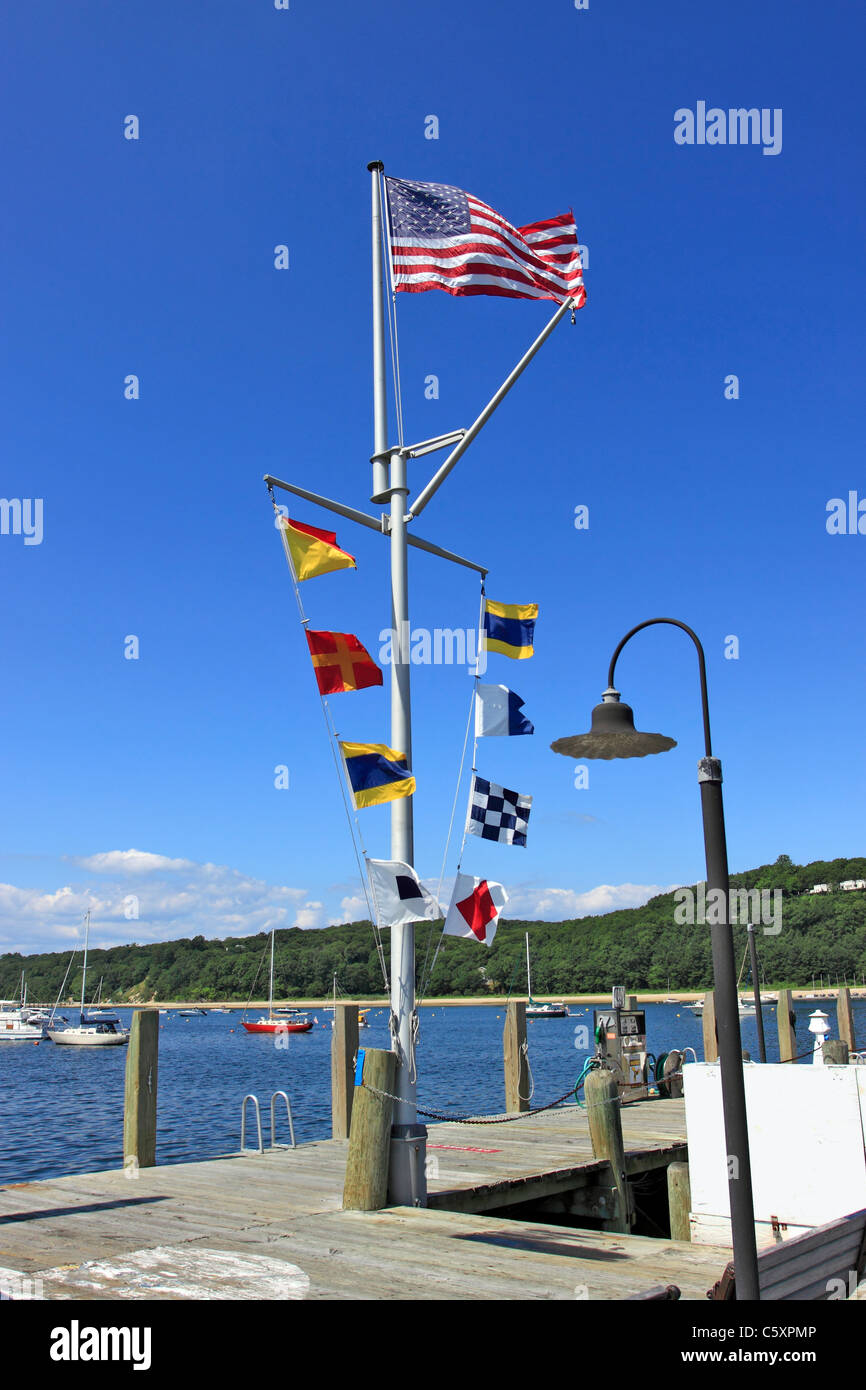 Dock und Marina, Port Jefferson Harbor, Long Island NY Stockfoto