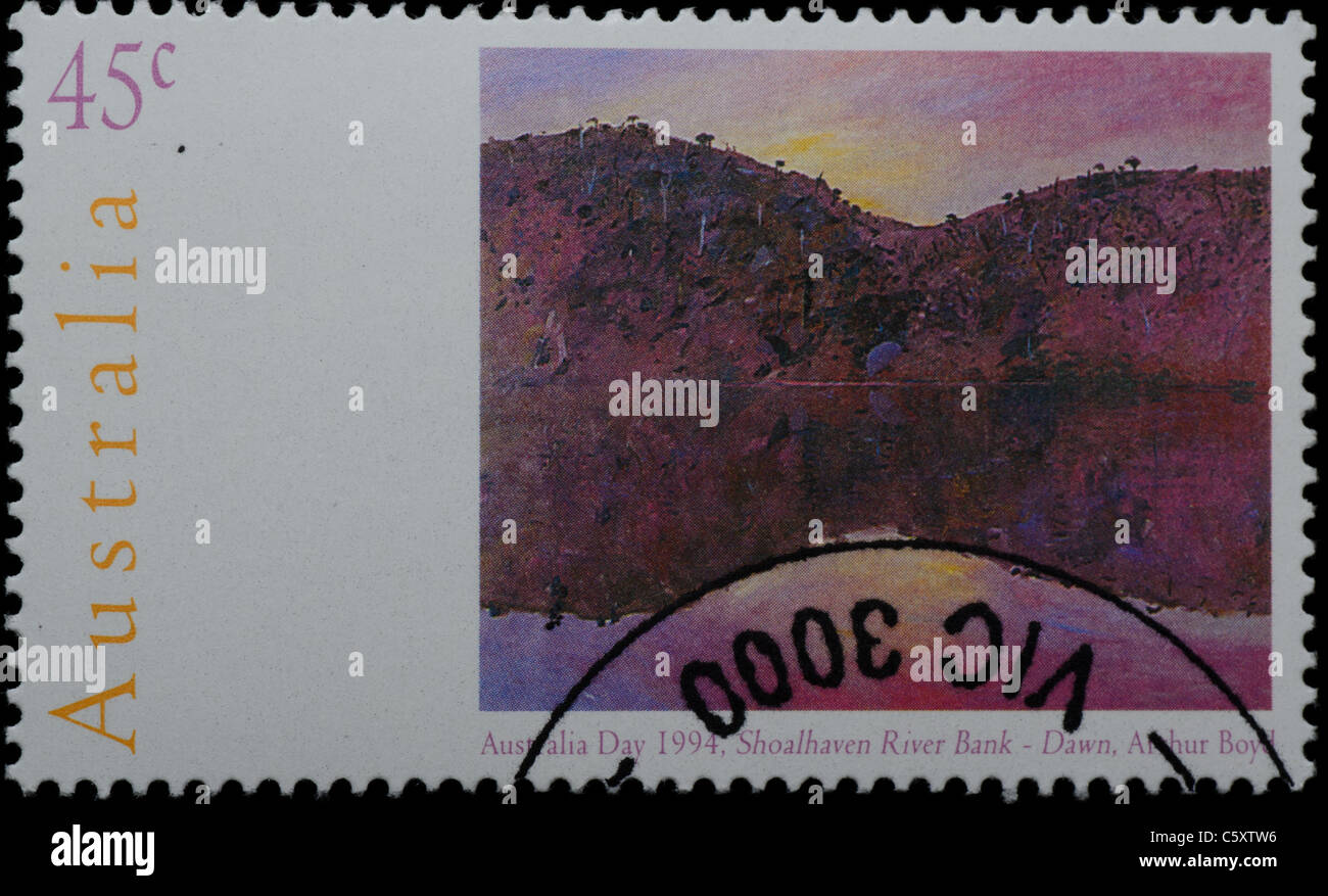 Australien - CIRCA 1994: Eine Briefmarke gedruckt in Australien zeigt Shoalhaven River Bank, circa 1994 Stockfoto