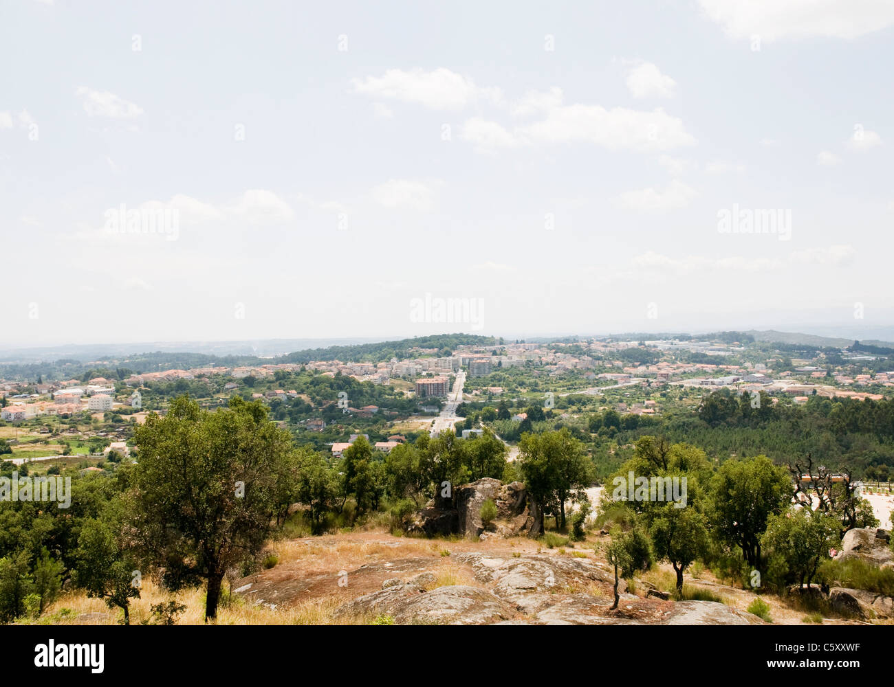 Einen allgemeinen Überblick über Mangualde, einer kleinen Stadt in der Region Dão Valley im Norden Portugals Stockfoto