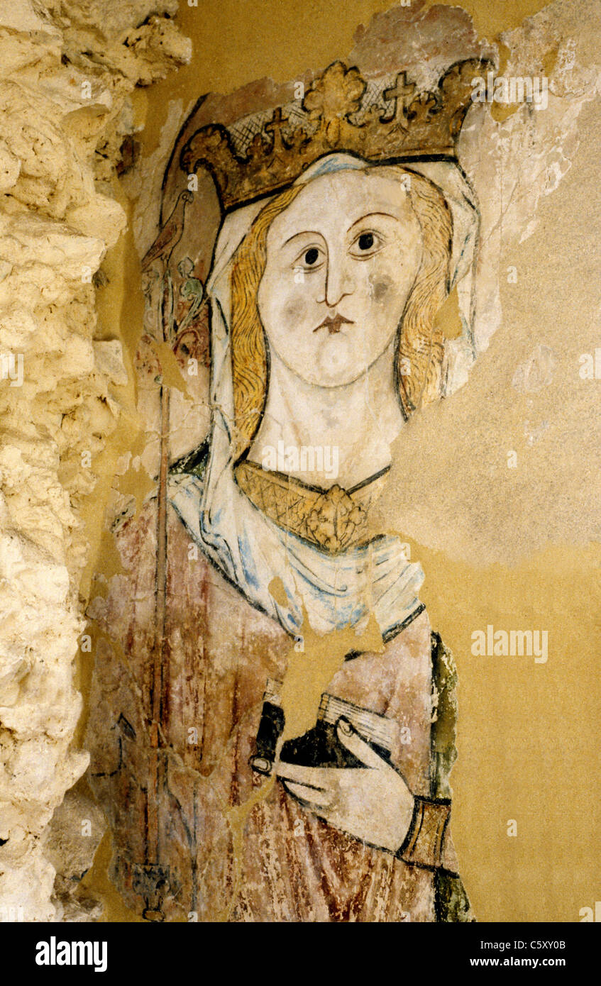 Horsham St. Glaubensrichtungen Priory, Norfolk. Mittelalterliche Wandmalerei des heiligen Glaubens englischen Heiligen Priorate Gemälde England UK Stockfoto