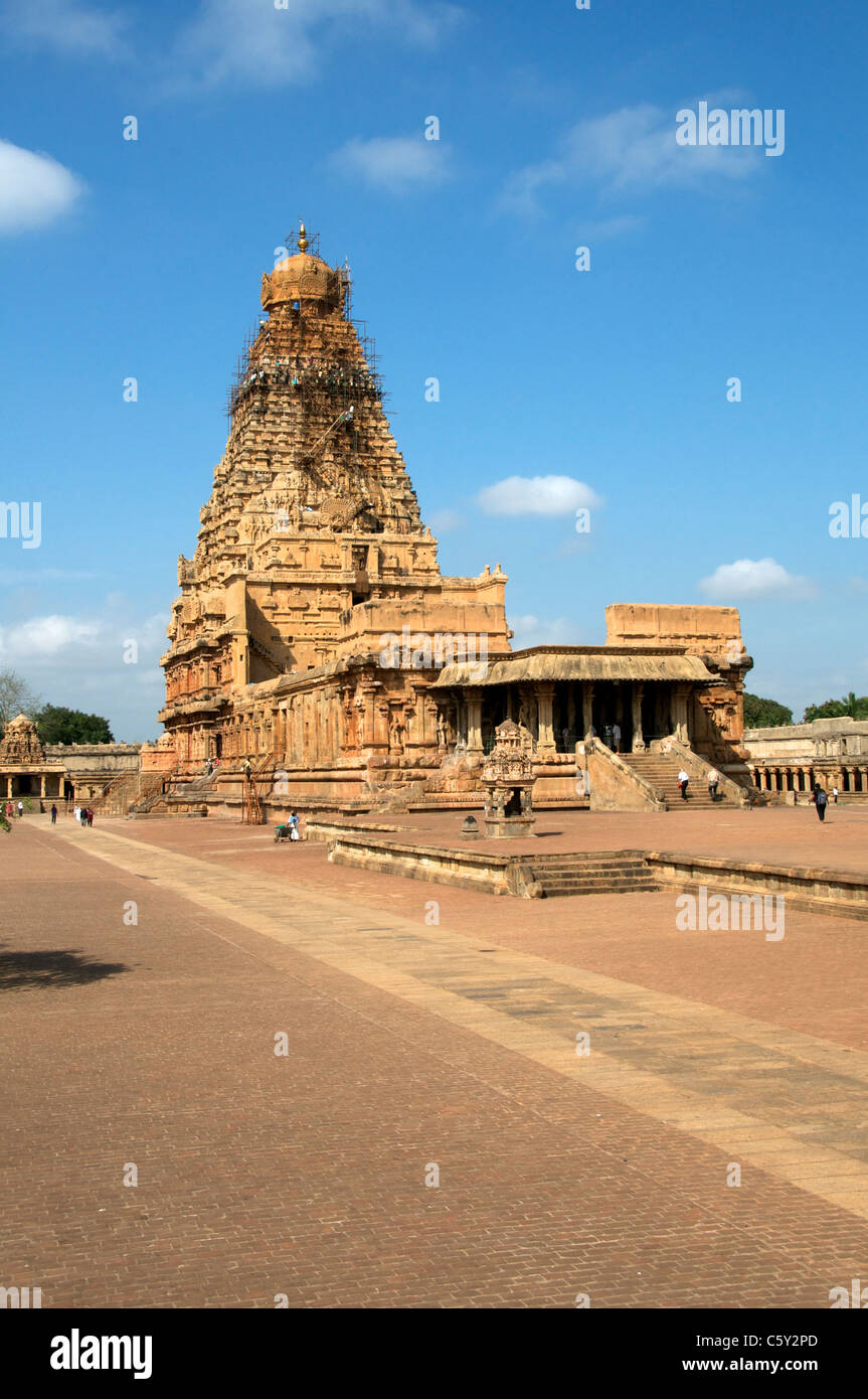Vimana-Brihadishwara-Tempel Komplex Thanjavur Tamil Nadu in Indien Stockfoto