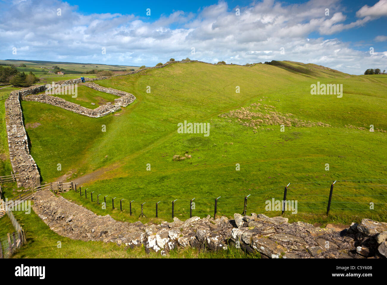 Milecastle 42 am Hadrianswall, Cawfield, Northumberland National Park, England UK Stockfoto
