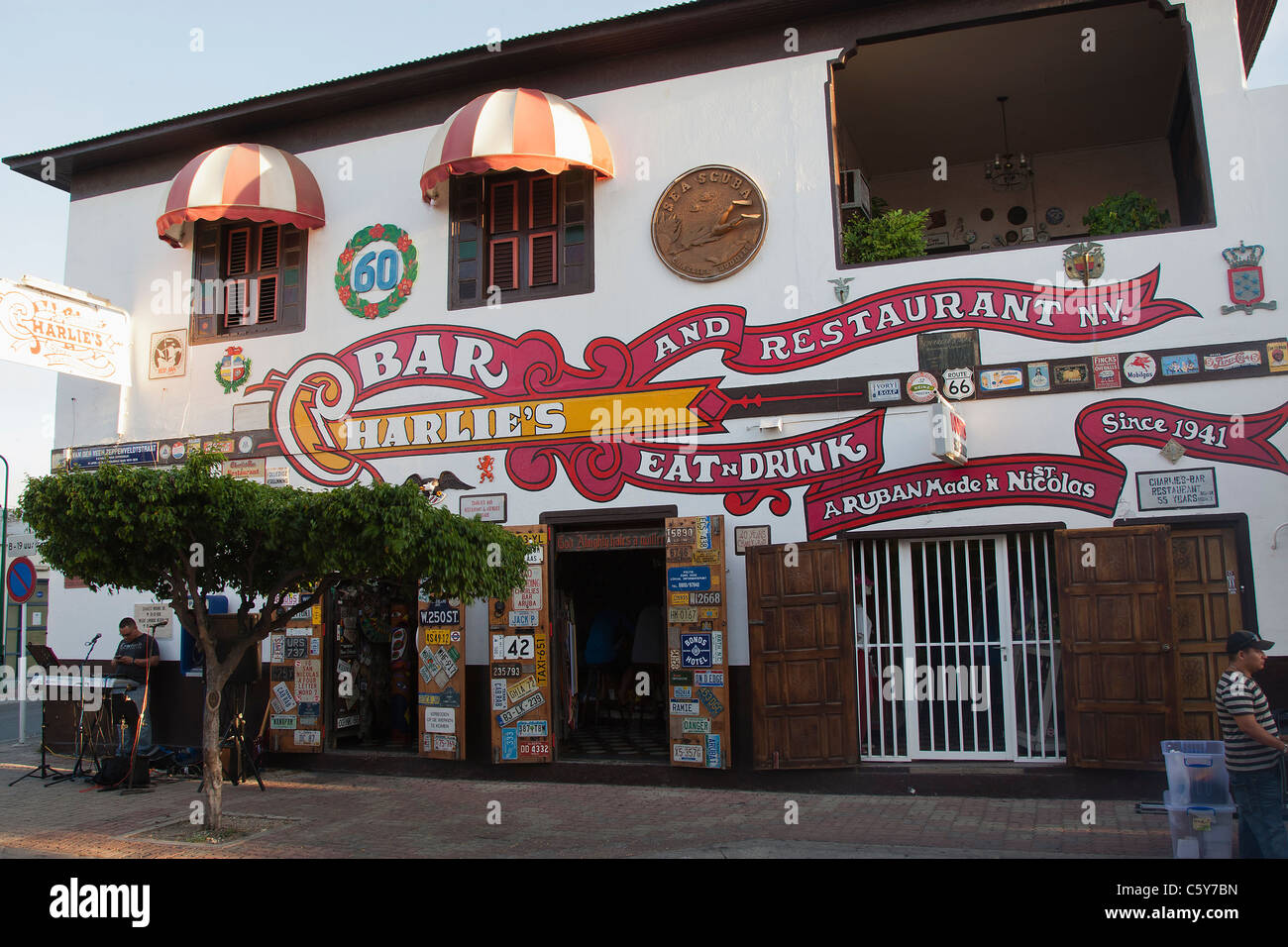 Charlie ist Bar und Restaurant, San Nicolas, Aruba, Niederländische Karibik Stockfoto
