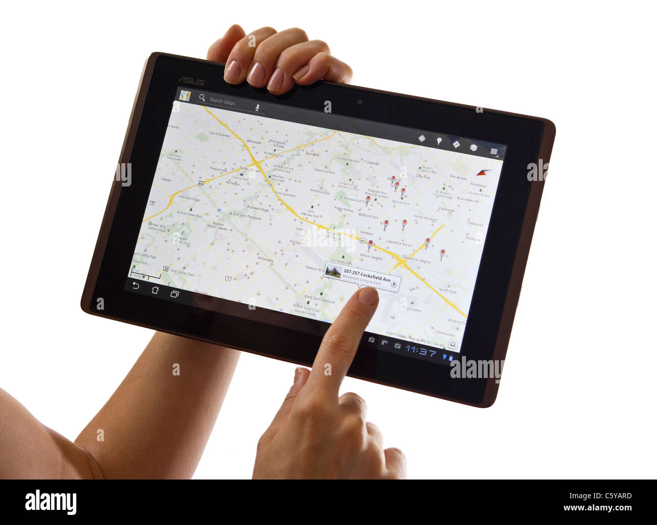 Android-Tablet: GoogleMaps Stockfoto