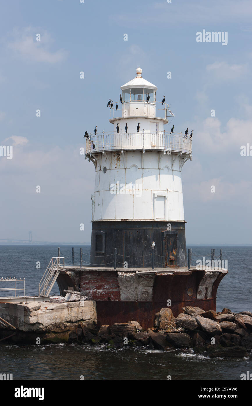 Alten Obstgarten Shoal Lighthouse befindet sich in Lower New York Bay Stockfoto