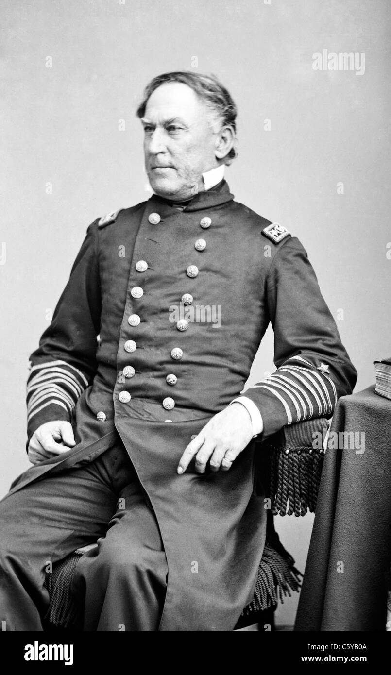 Porträt von Konteradmiral David G. Farragut, Offizier des Bürgerkrieges Bundes Marine (Vizeadmiral vom 3. Dezember 1864) USA Stockfoto