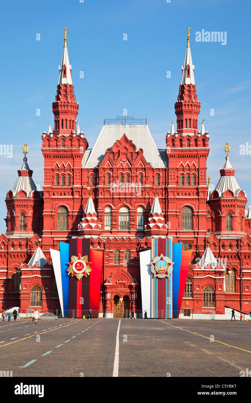 Vorderansicht historischen Museum am Roten Platz. Tag des Sieges. Moskau. Russland. Stockfoto
