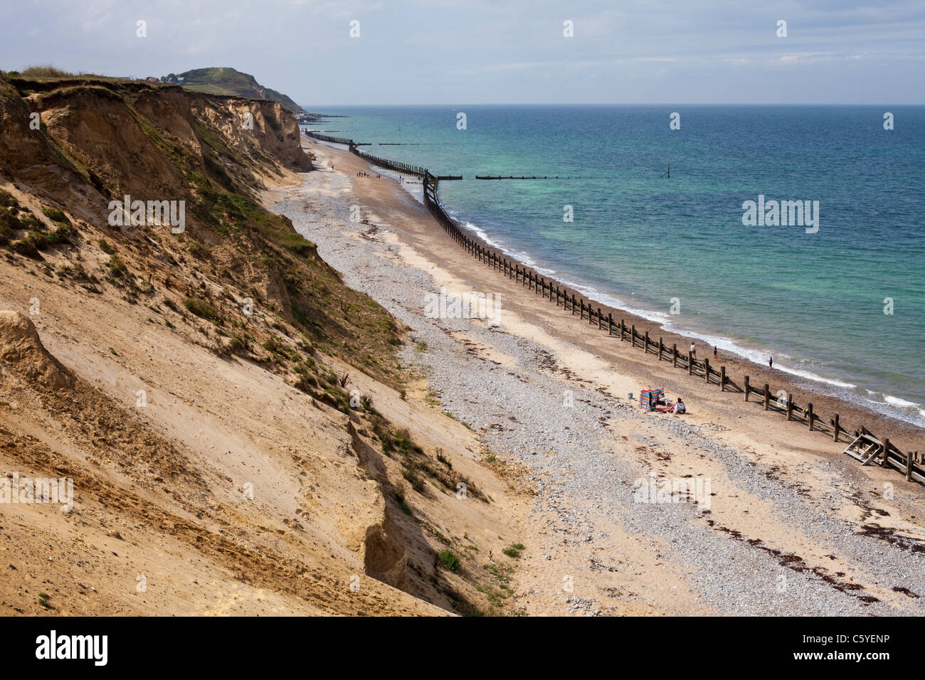 Küstenschutzes an der North Norfolk Küste, UK, bei West Runton. Stockfoto