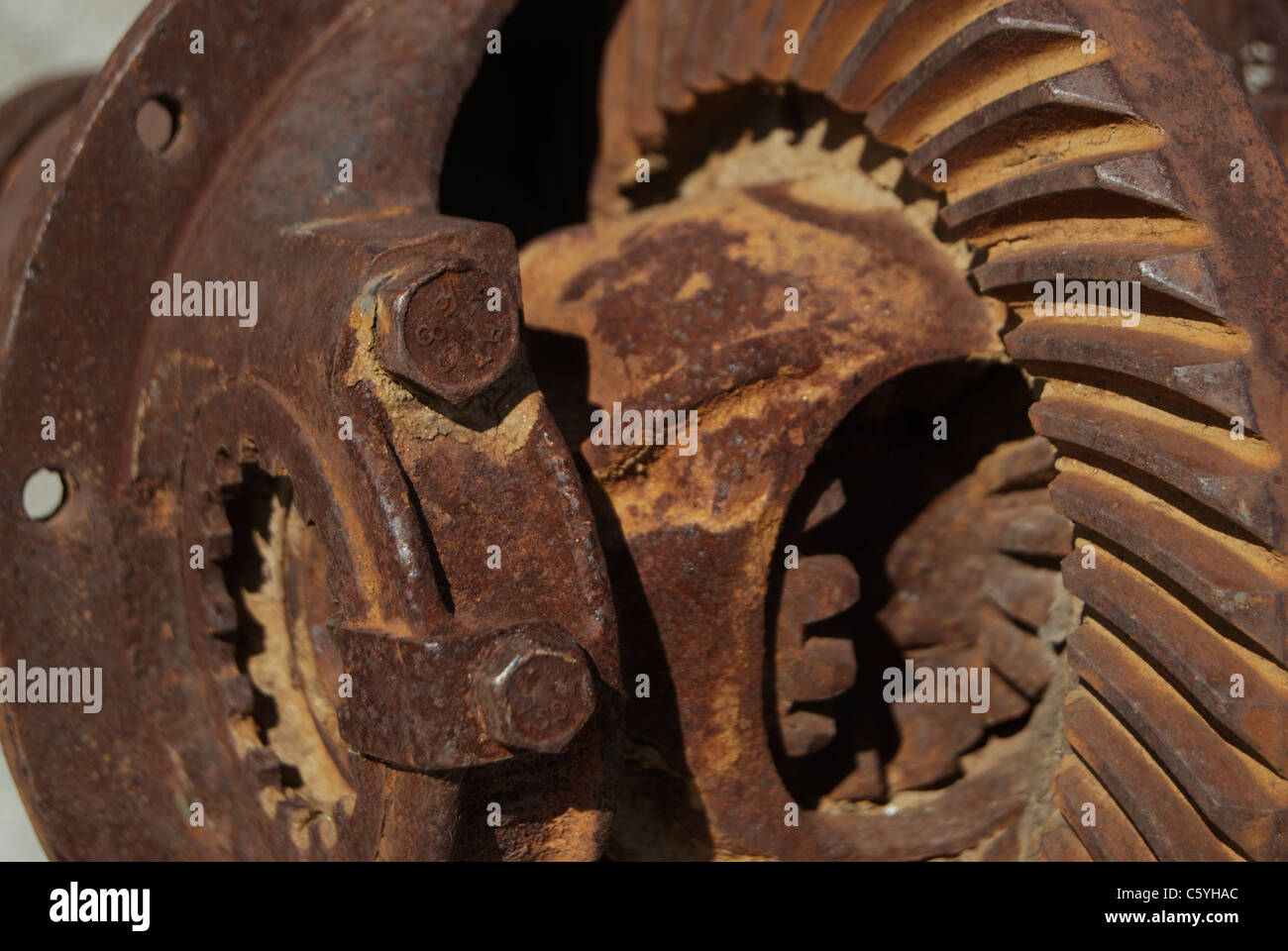 Maschinenbau. Industriegetriebe einer mechanischen Industrie. Stockfoto