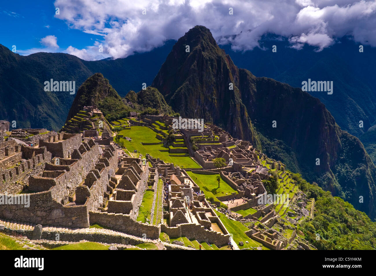 Blick auf die archäologische Stätte von Machu Pichu Stockfoto