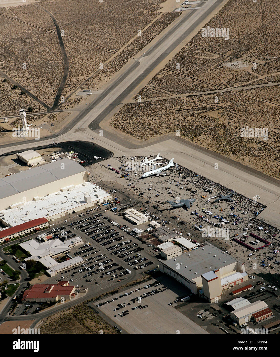 Luftaufnahme der Edwards Air Force Base Kalifornien während Luft zeigen Stockfoto