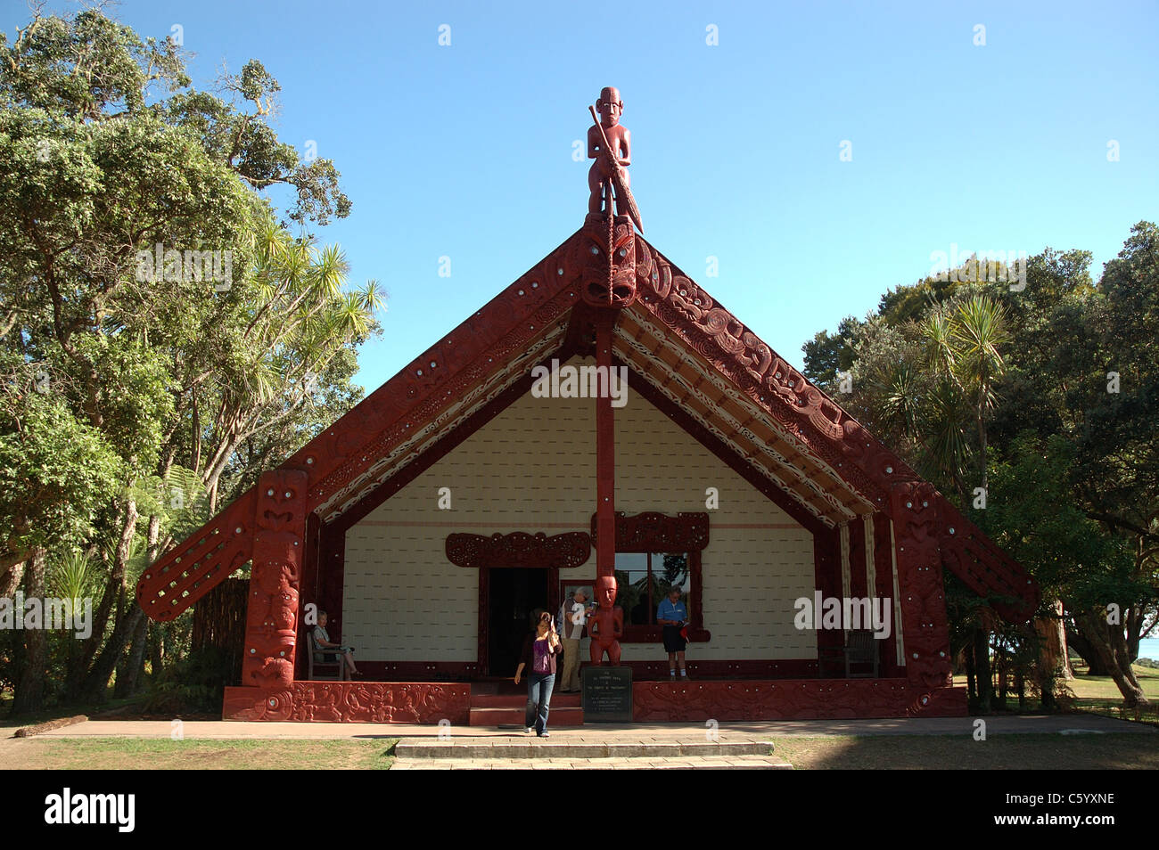 Maori Meeting House, Waitangy Vertrag Reserve, Northland, Nordinsel, Neuseeland Stockfoto