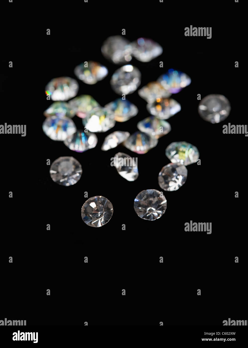 USA, Illinois, Metamora, Diamanten auf schwarzem Samt Stockfoto