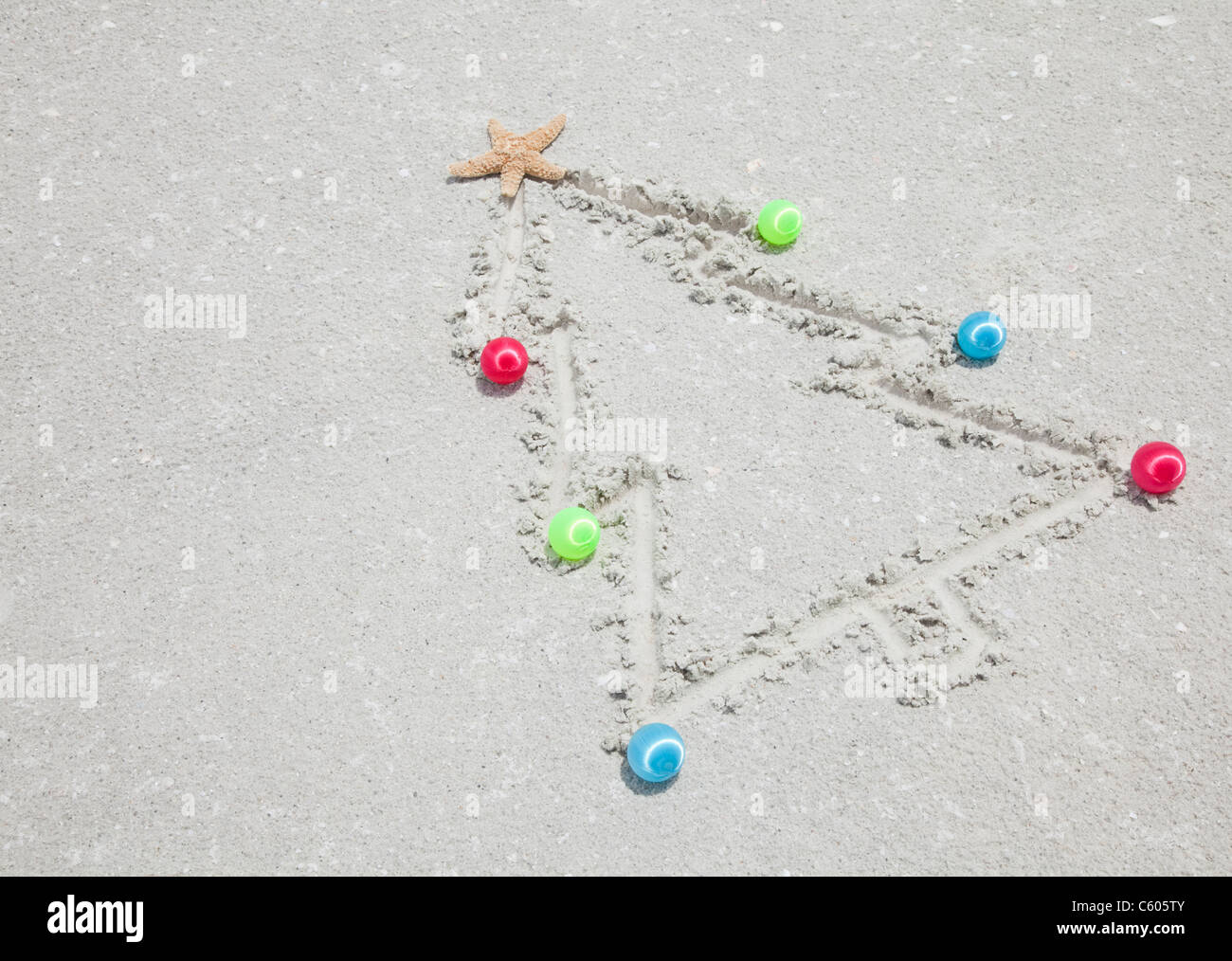 USA, Florida, St. Pete Beach, Weihnachtsbaum in Sand gezeichnet Stockfoto