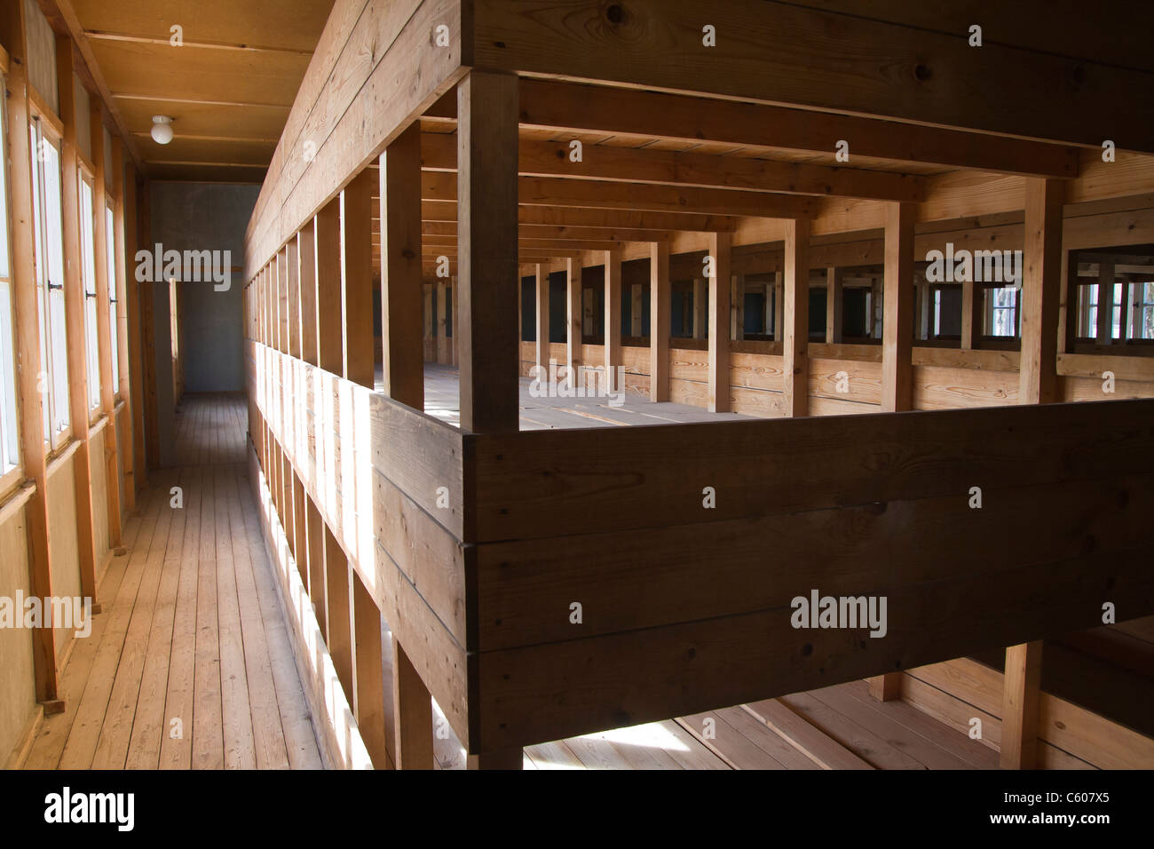 Schlafen Unterkunft für Häftlinge des KZ Dachau bei München Stockfoto