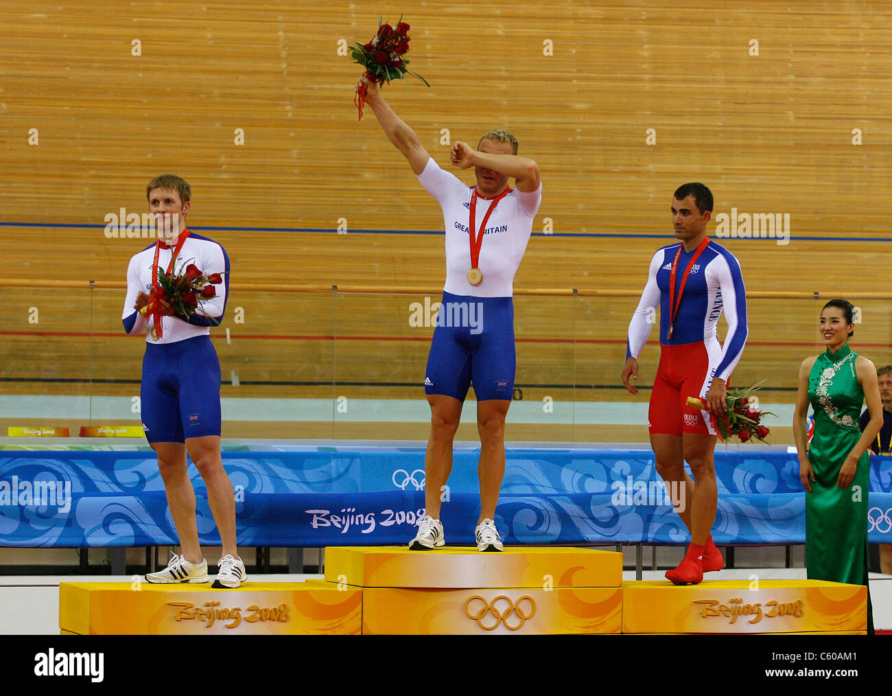 JASON KENNY CHRIS HOY & MAXIM GREAT BRITAIN & Frankreich Olympiastadion Peking CHINA 19. August 2008 Stockfoto