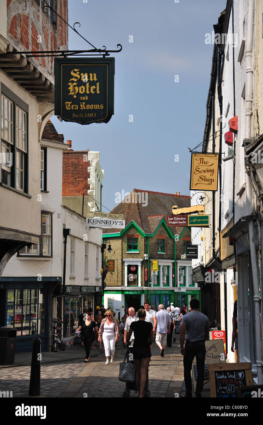 Sun Street von der Buttermarket, Canterbury, Stadt von Canterbury, Kent, England, Vereinigtes Königreich Stockfoto