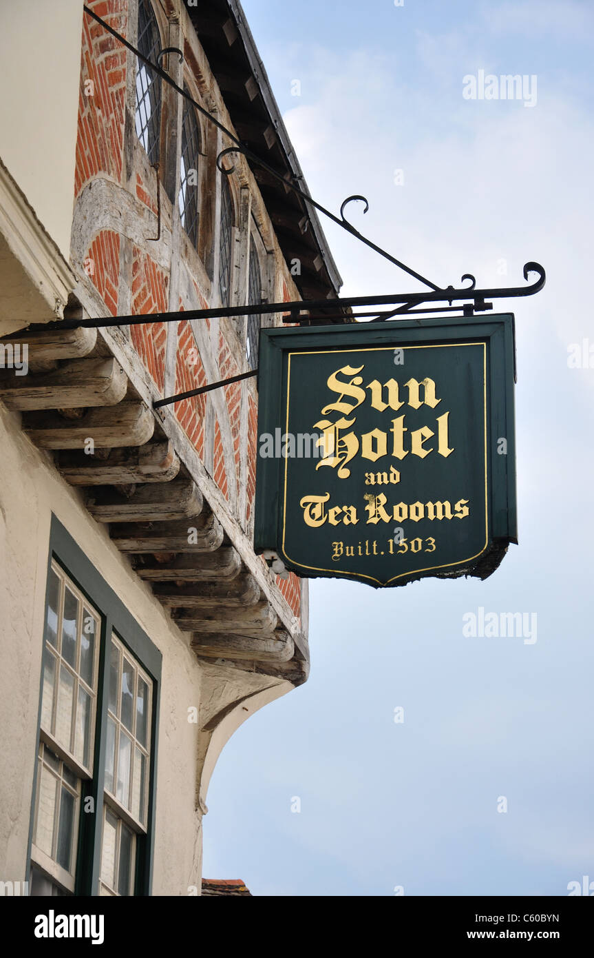 15. Jahrhundert Sun Hotel und Tea Rooms, Sun Street, Canterbury, Stadt von Canterbury, Kent, England, Vereinigtes Königreich Stockfoto