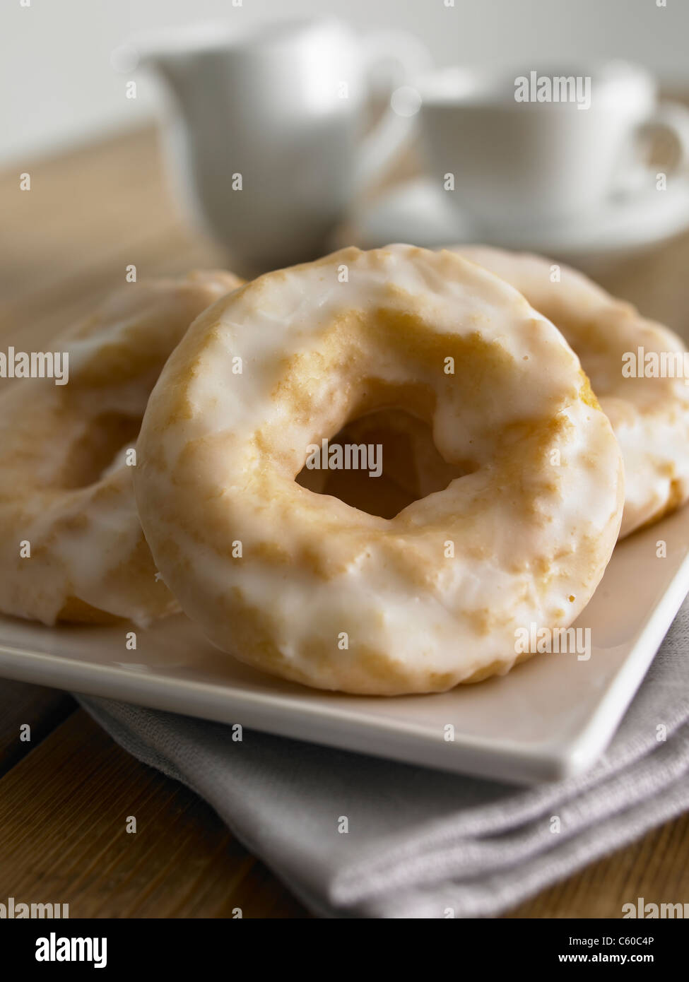 glasierte Donuts geknackt Stockfoto