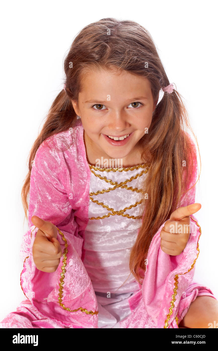 acht Jahre altes Mädchen in einem Kostüm gekleidet wie eine Fee Stockfoto
