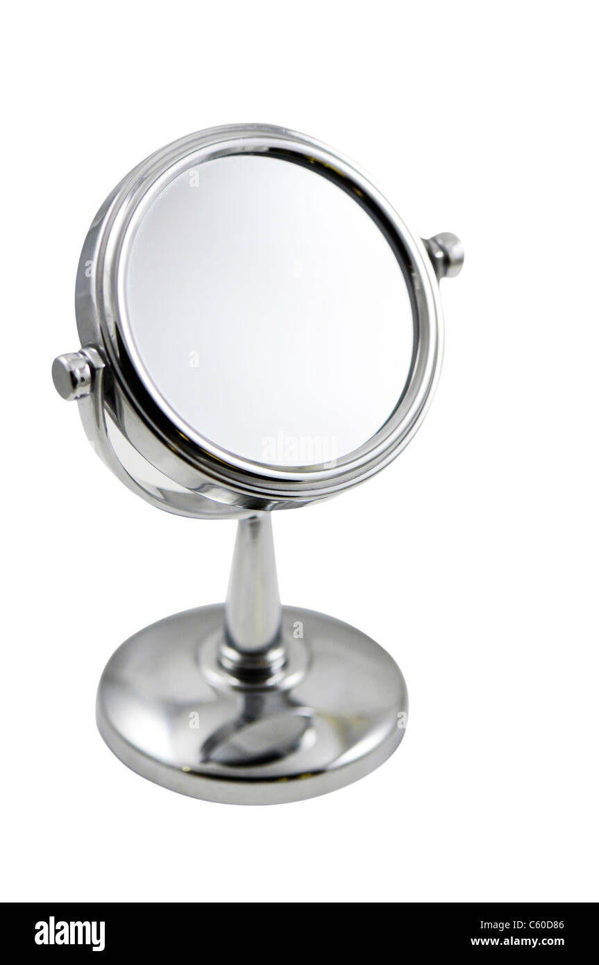 Make-up Spiegel auf weißem Hintergrund Stockfoto