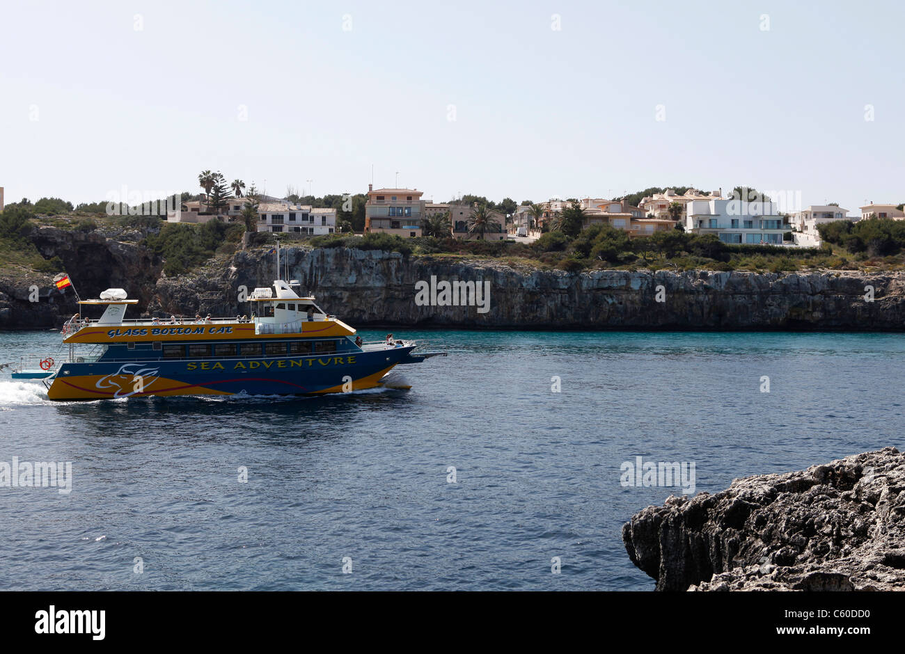 Ausflugsboot in Porto Cristo, Mallorca, Spanien Stockfoto