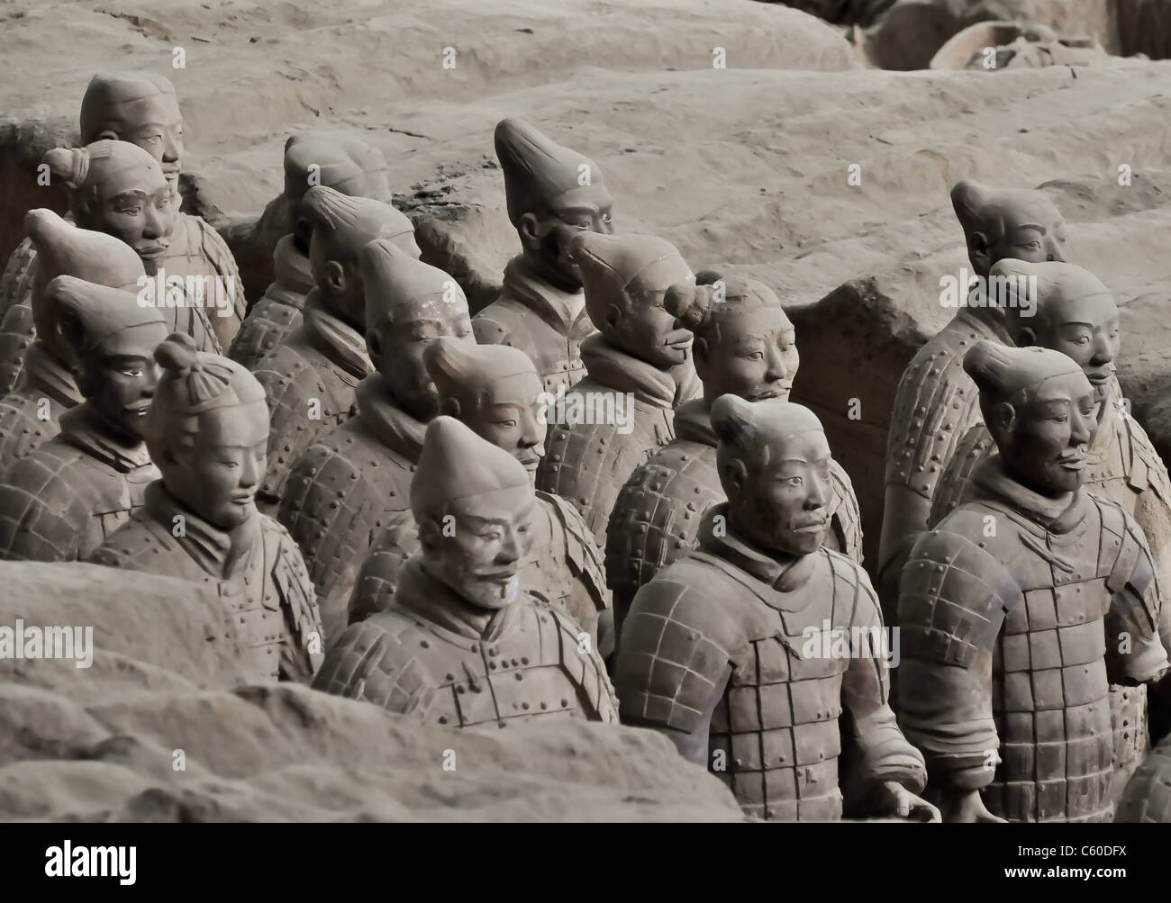 eine Reihe von chinesischen Terrakottakrieger aus Xi Grab Stockfoto