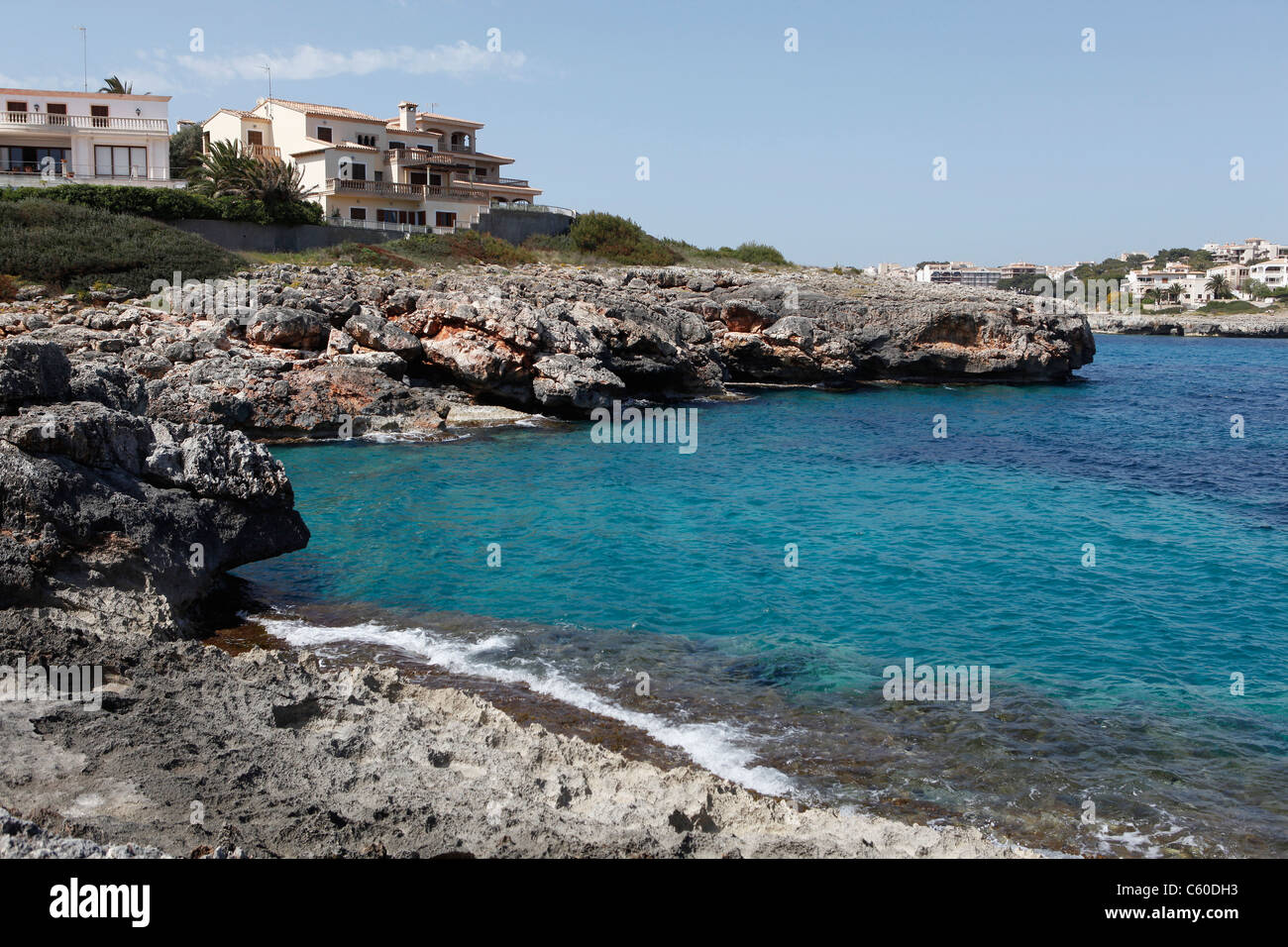 Blick über die Bucht in Richtung Porto Cristo, Mallorca, Spanien Stockfoto