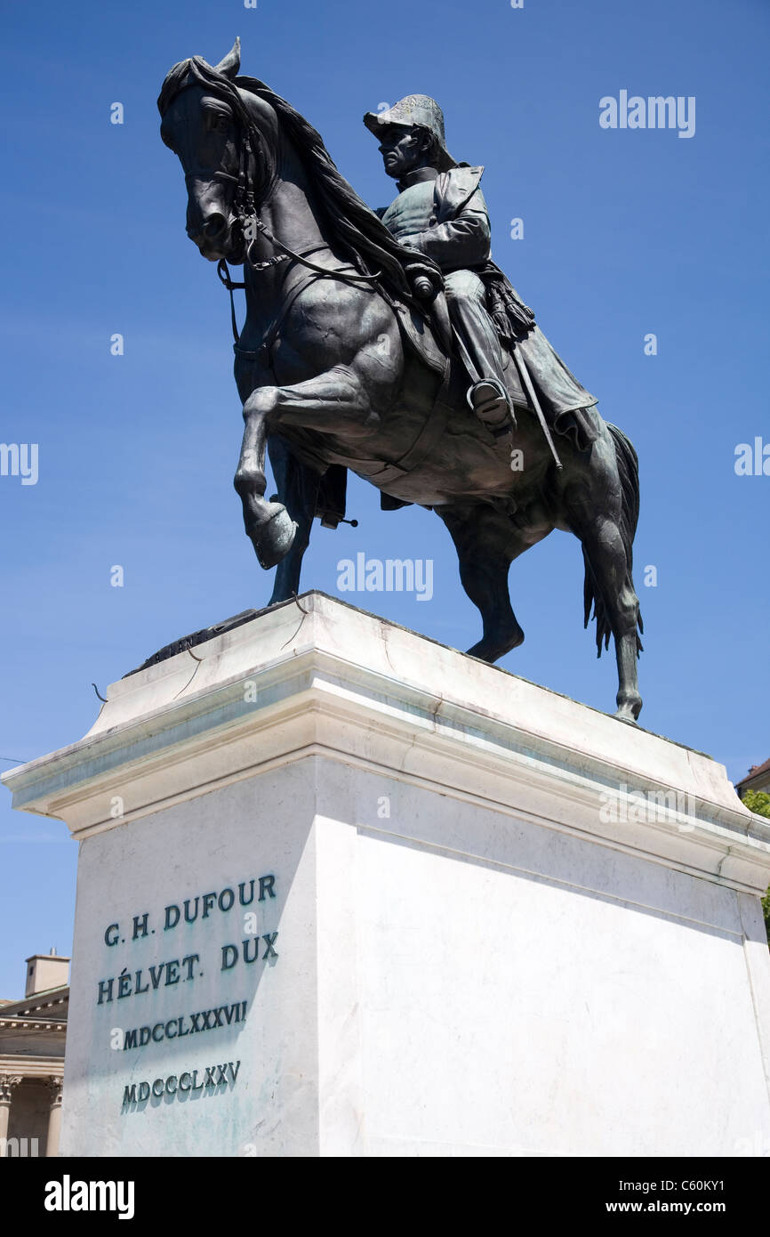 Dufour-Statue in Genf - Schweiz Stockfoto