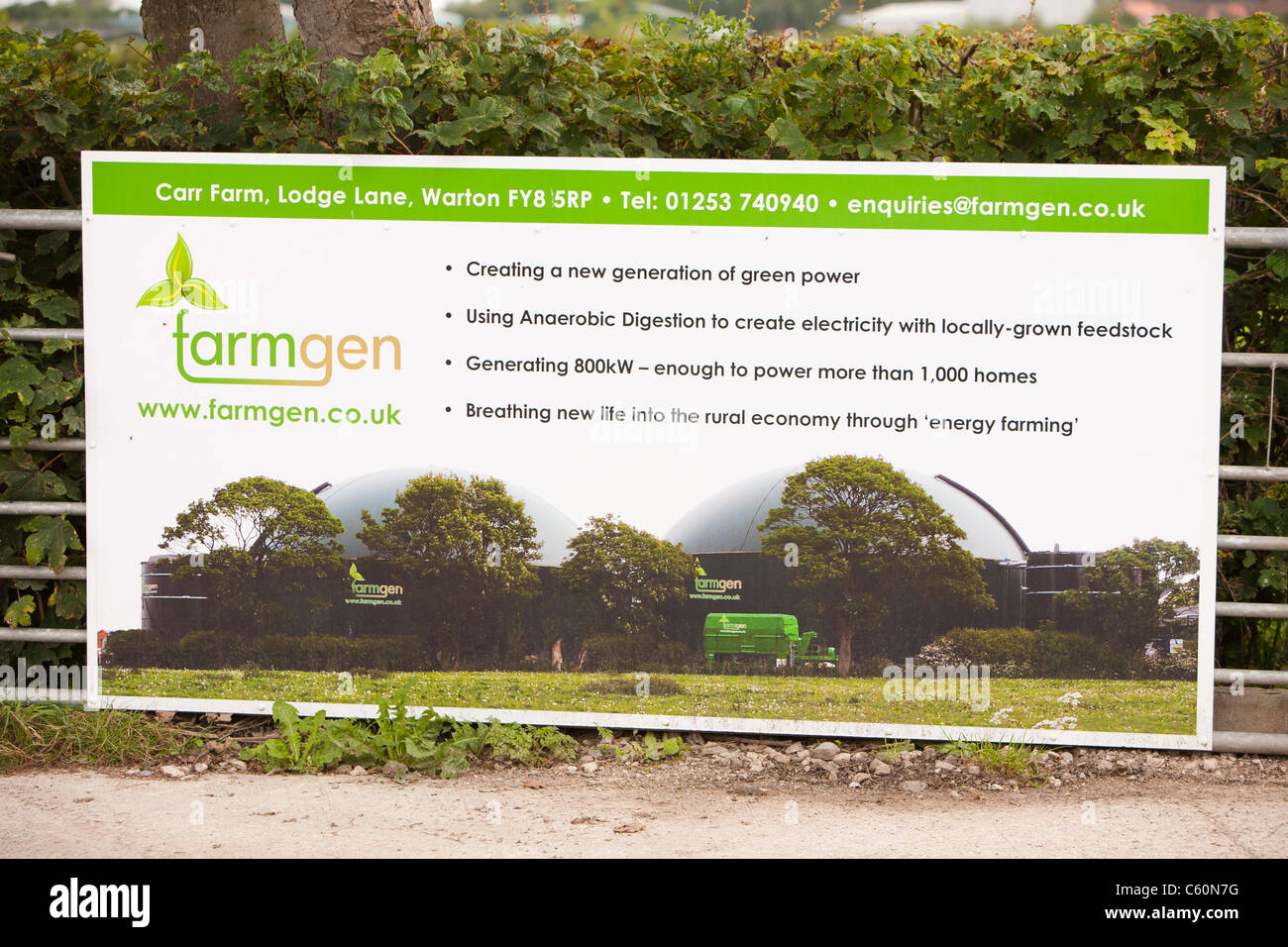 Ein Farmgen Biogasanlage produziert Strom aus Bio-Methan in der Nähe von Warton, Lancashire, UK. Stockfoto