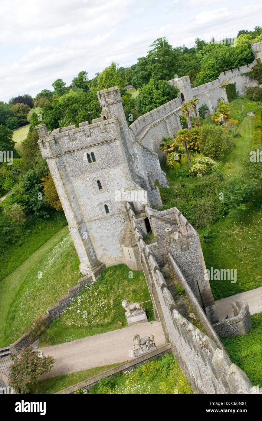 Arundel Castle, West Sussex, gegründet 1067 umgebaut 1870-1890 nach Hause Duke of Norfolk, Earl Marshal von England der Bevis-Turm Stockfoto