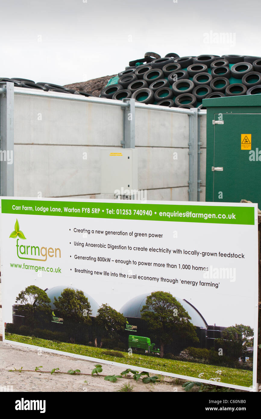 Ein Farmgen Biogasanlage produziert Strom aus Bio-Methan in der Nähe von Warton, Lancashire, UK. Stockfoto