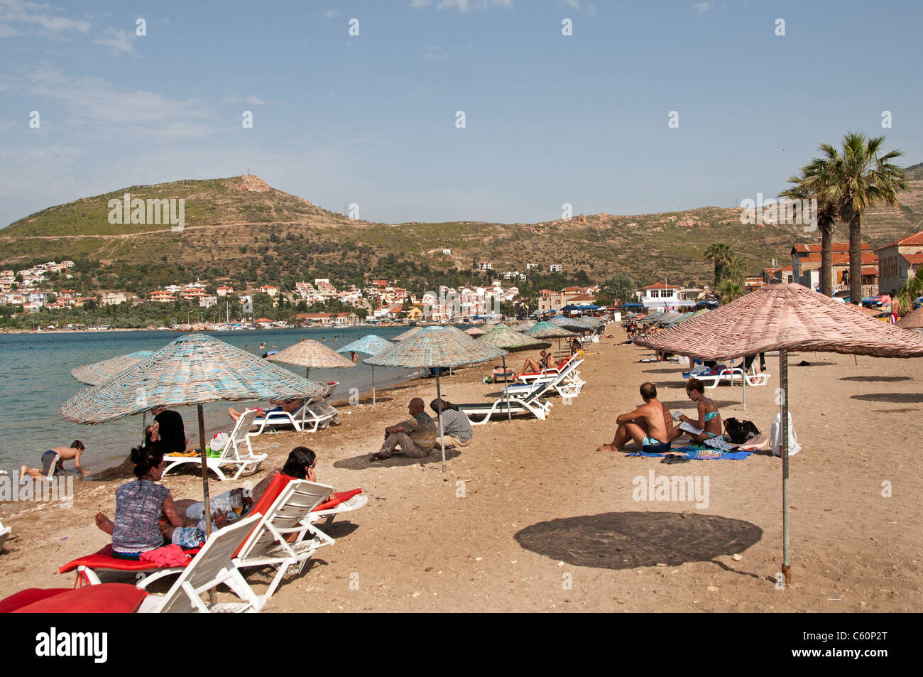 Yeni Foca Yenifoca Türkei Strand Meer Sand schwimmen Stockfoto