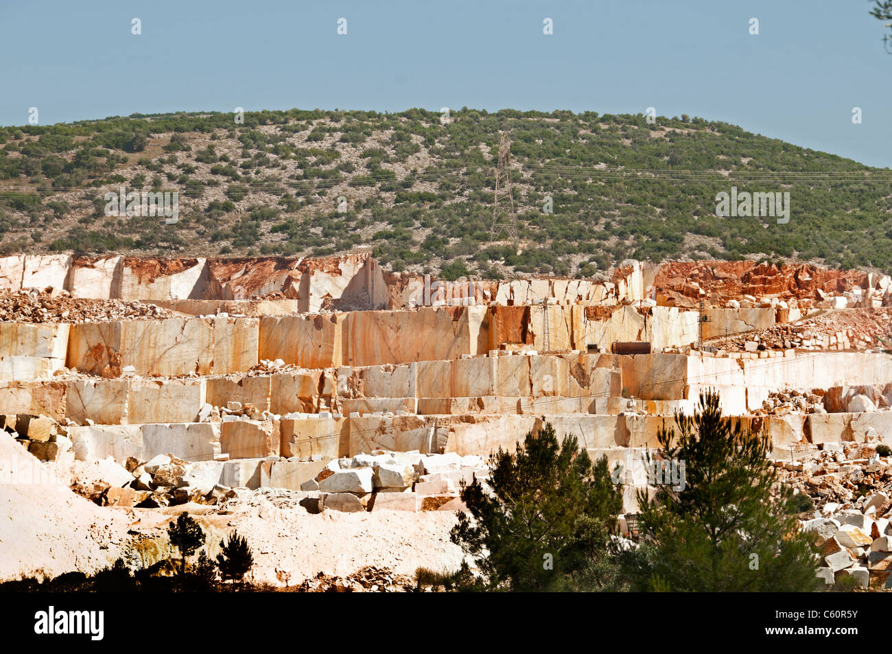 Marmor-Steinbruch Marmor Berg Türkei türkische Stockfoto