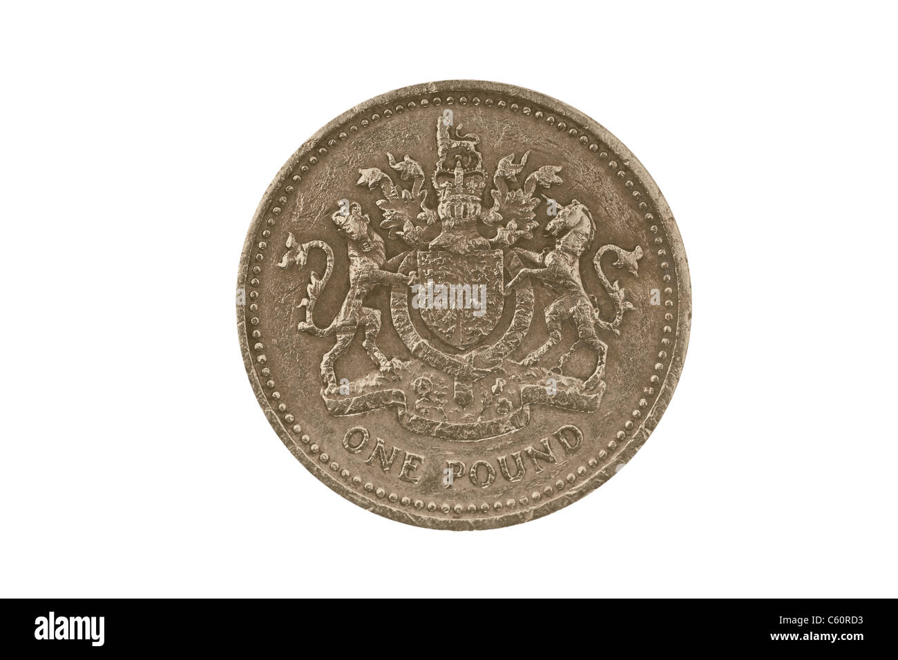Detail-Foto einer 1 Pfund-Münze aus Großbritannien aus dem Jahr 1983 Stockfoto