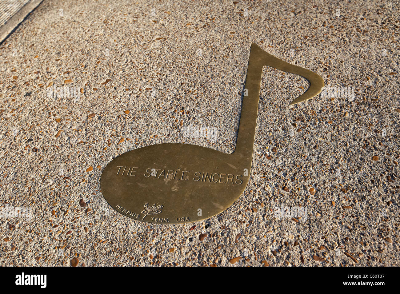 die Staple Singers Beale street Messing Note walk Fame Memphis Tennessee USA Amerika USA Stockfoto