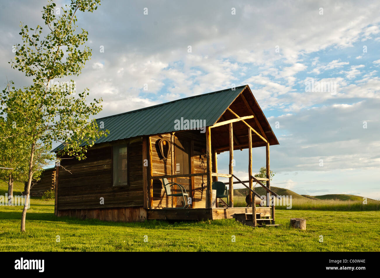 Virgelle Mercantile Gästekabine; Virgelle, Montana. Stockfoto
